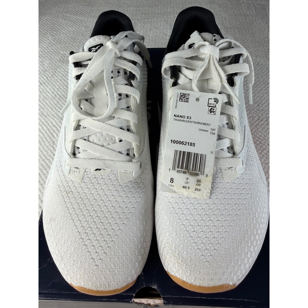 Reebok Nano X3 Training Shoes White Black Gum 100062185 Unisex 8 Mens 9.5 Wmn